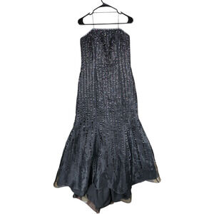 Mori‎ Lee Madeline Gardner Evening Gown 11 12 Women Black Mermaid Trumpet Sequin